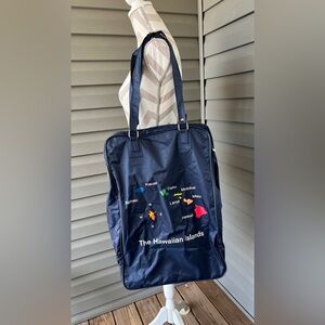 VTG- Hawaiian Islands Travel Tote Bag With Wheels Carry-on Luggage Navy